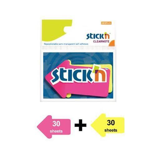 Stickn 76X50Mm Ok Şekilli Yapışkanlı Not Kağıdı Neon 2Renk 60 Yaprak