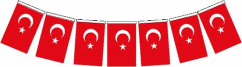 Orta Boy İpli Kağıt Türk Bayrağı 13x8Cm 50 Li Vt807