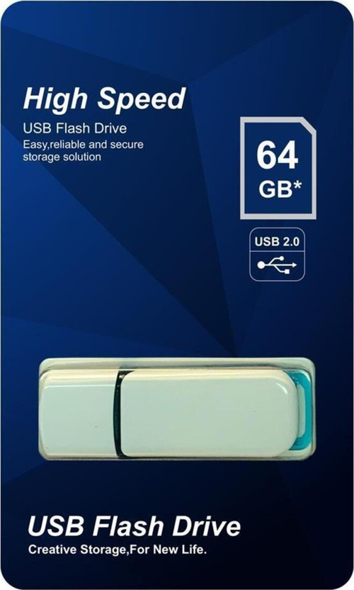 Flash Bellek 64 Gb Plastik Beyaz-Mavi 2.0 Usb