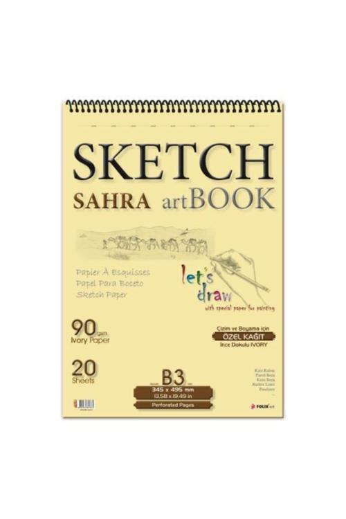 Sahra Spiralli 34,5X49,5Cm Blok. 90 Gr İvory Kağıt Çizim Defteri 821374