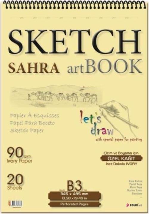 Sahra Spiralli 34,5X49,5Cm Blok. 90 Gr İvory Kağıt Çizim Defteri 821374