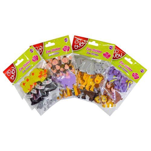 3D Eva Sticker Oynar Gözlü Karışık Hayvanlar Bubu-Sts023