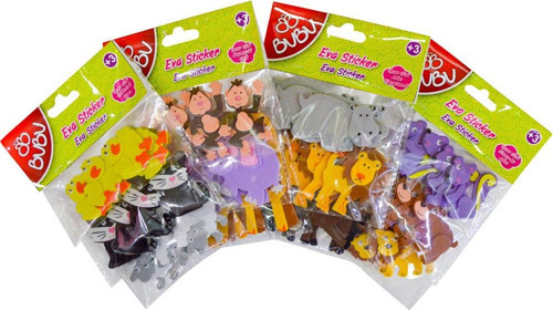3D Eva Sticker Oynar Gözlü Karışık Hayvanlar Bubu-Sts023