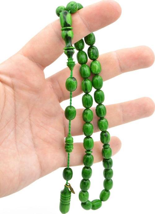 Ebu Sırr İmzalı Beyzi Kesim Damarlı Yeşil Katalin Tesbih