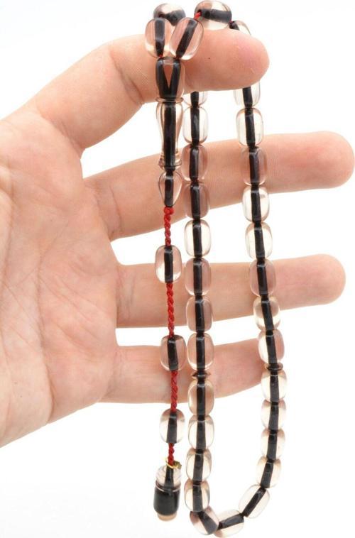 Ebu Sırr İmzalı Kapsül Kesim Şeffaf Katalin Tesbih