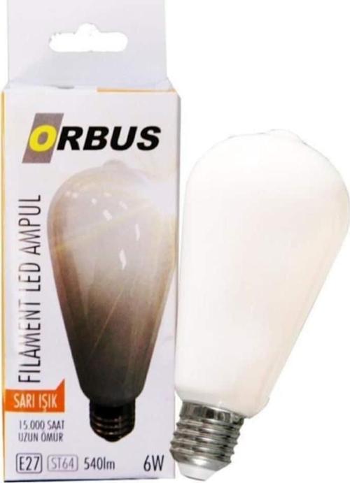 Orb-Stm6W St64 6W E27 Beyaz Cam Sarı Işık Dekoratif 540 Lm Led Ampül Ra80 220-240V-50Hz
