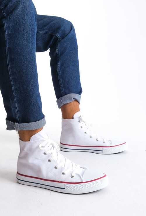 JY0423 AXE Bağcıklı Keten Kumaş Erkek Günlük Sneaker Ayakkabı KBT - Beyaz