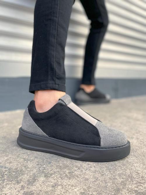 JY007 Alba Bağcıksız Süet Erkek Günlük Sneaker Ayakkabı SST Gri/Siyah