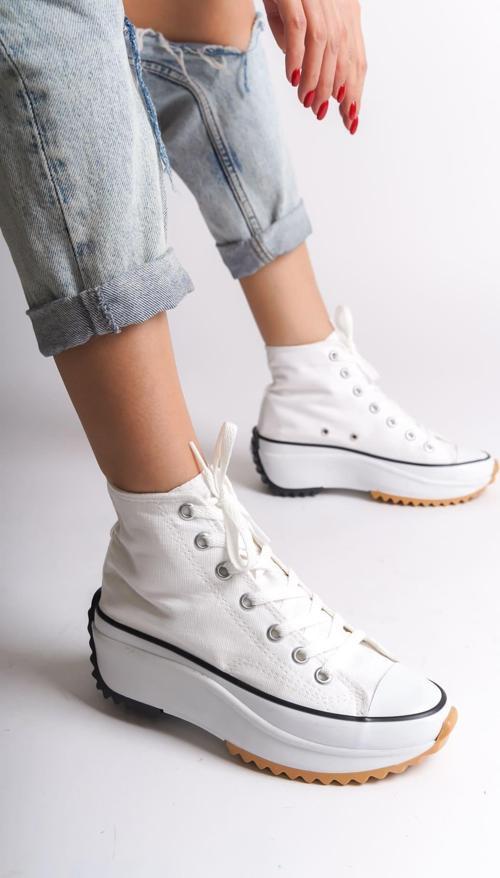 ROMA Bağcıklı Ortopedik Taban Kadın Sneaker Spor Ayakkabı TBT - Beyaz