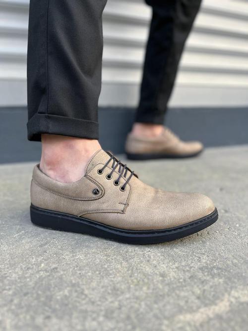 JY0610 Clasico Bağcıklı Cilt Erkek Günlük Klasik Ayakkabı CST - Gri