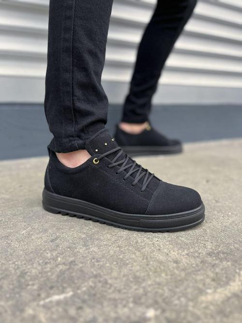 JY152 Cool Bağcıklı Süet Erkek Günlük Spor Klasik Ayakkabı SST - Siyah