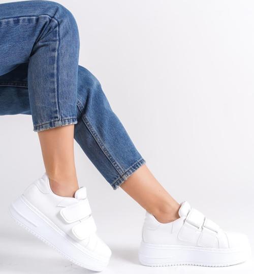 VALENCIA Bağcıksız Cırt Cırtlı Ortopedik Taban Kadın Sneaker Spor Ayakkabı CBT - Beyaz