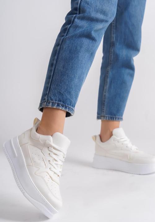 ALESSI Bağcıklı Ortopedik Taban Kadın Sneaker Spor Ayakkabı CBT - Kırık Beyaz