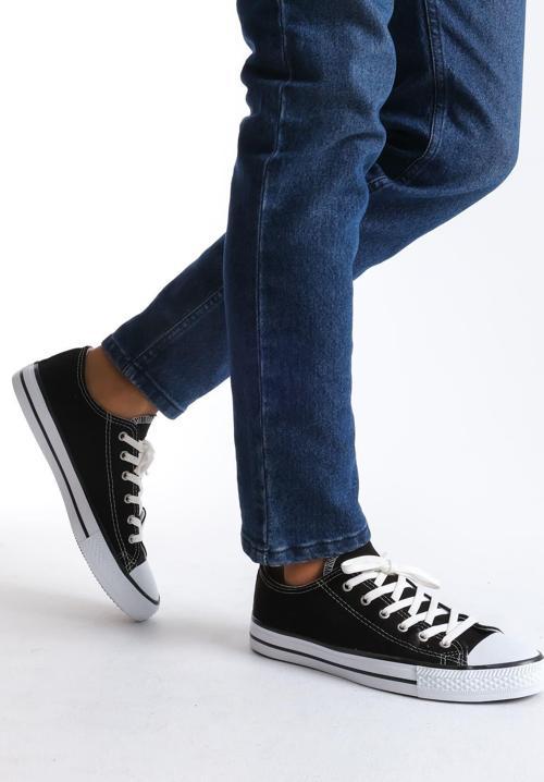 JY0422 Luke Bağcıklı Keten Kumaş Erkek Günlük Sneaker Ayakkabı KBT - Siyah