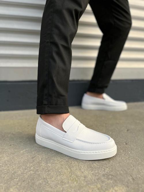 JY180 Estilo X Bağcıksız Cilt Erkek Günlük Spor Klasik Ayakkabı CBT - Beyaz