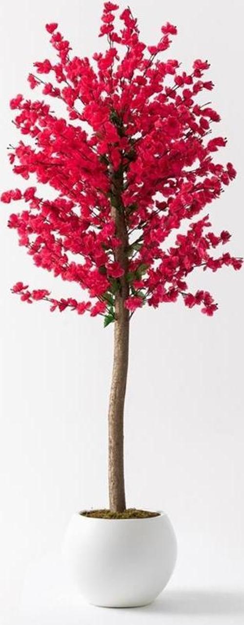 Yapay Bahar Dalı Ağacı Fuşya 180 Cm 81 Dal Plastik Küre Saksı