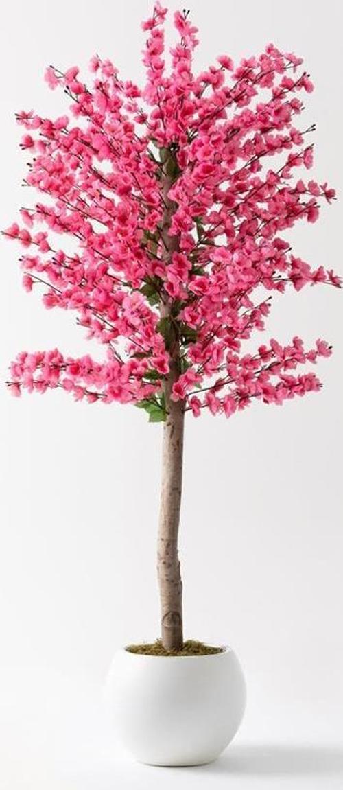 Yapay Bahar Dalı Ağacı Pembe 180 Cm 81 Dal Plastik Küre Saksı