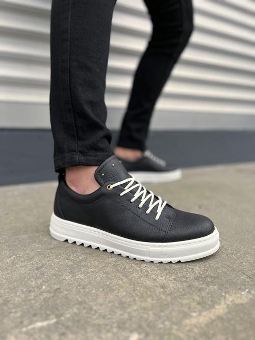 JY152 Cool Bağcıklı Cilt Erkek Günlük Spor Klasik Ayakkabı CBT - Siyah