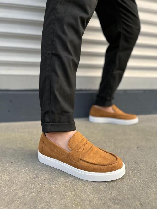 JY180 Estilo X Bağcıksız Süet Erkek Günlük Spor Klasik Ayakkabı SBT - Taba