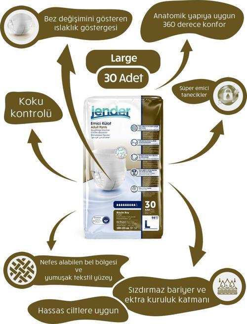 Emici Külot Yetişkin Hasta Bezi Large 30'Lu Paket