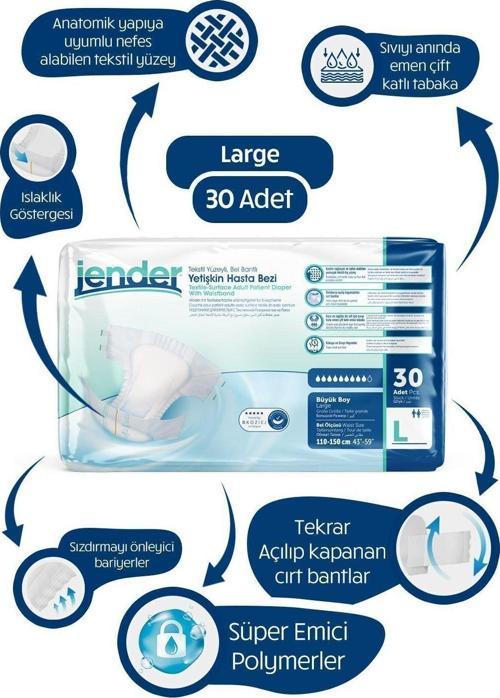 Emici Bel Bantlı Yetişkin Hasta Bezi Large 30 Adet