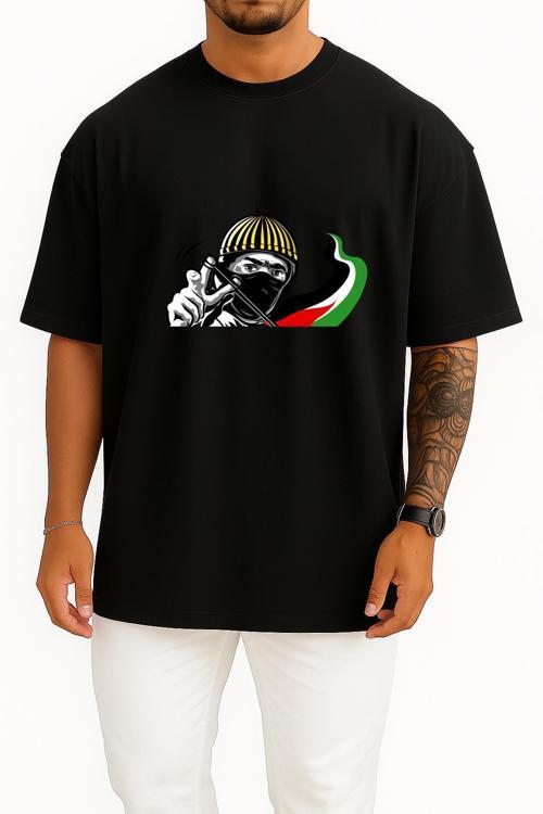 Oversize Free Palestine - Özgür Filistin Göğüs Tasarımlı Unisex T-Shirt