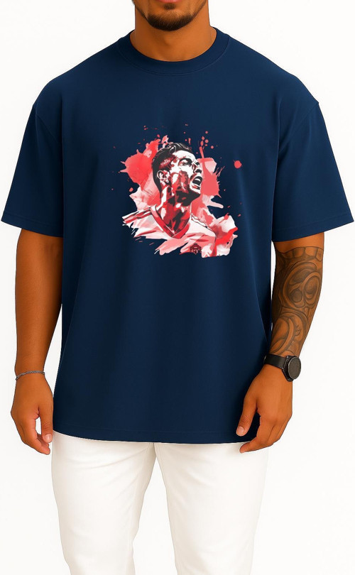 Oversize Splash Cristiano Ronaldo Göğüs Tasarımlı Unisex T-Shirt