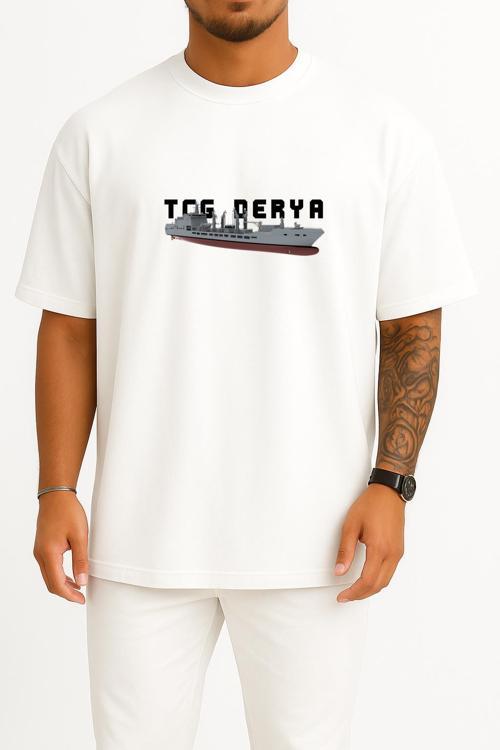 Oversize Tcg Derya - A1590 Göğüs ve Sırt Tasarımlı Unisex T-Shirt