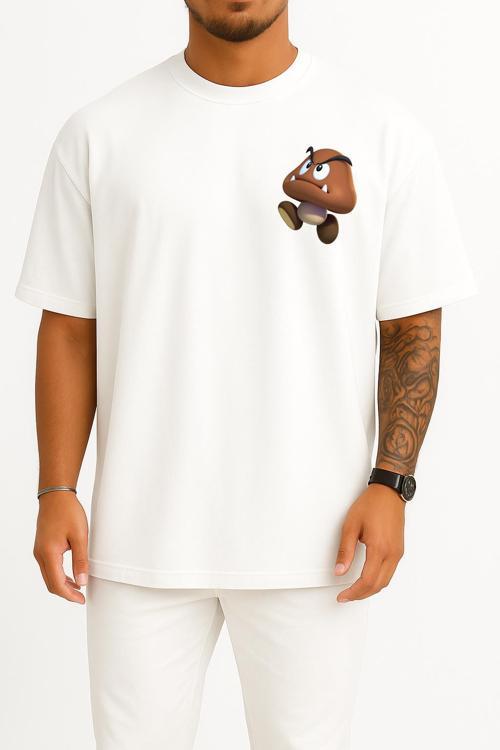 Oversize Potato Super Mario Cep Tasarımlı Unisex T-Shirt