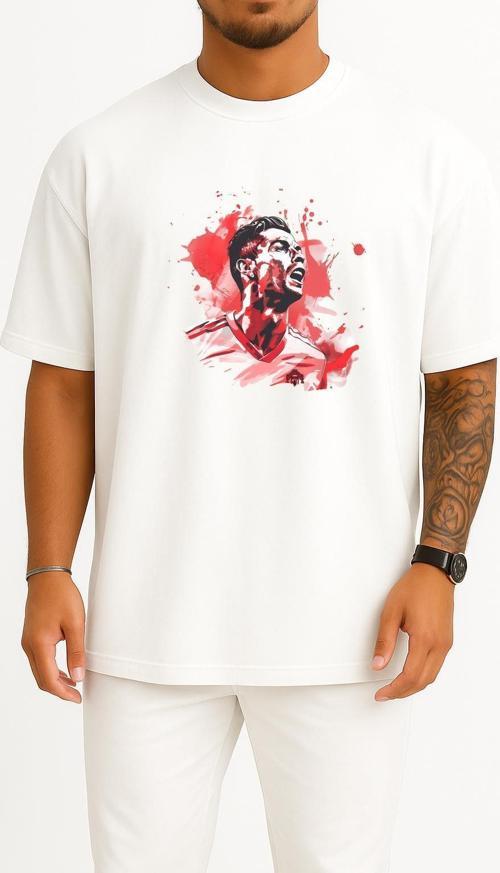Oversize Splash Cristiano Ronaldo Göğüs Tasarımlı Unisex T-Shirt