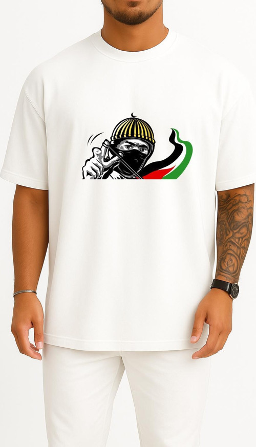 Oversize Free Palestine - Özgür Filistin Göğüs Tasarımlı Unisex T-Shirt