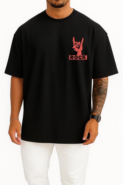 Oversize Rock Cep Tasarımlı Unisex T-Shirt