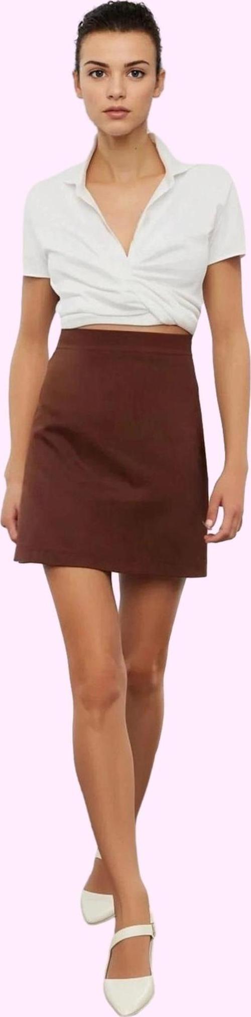 Kadın Mini Etek Yüksek Bel A line Dokuma Gabardin Günlük Stil Hafta Sonu Dayanıklı Malzeme