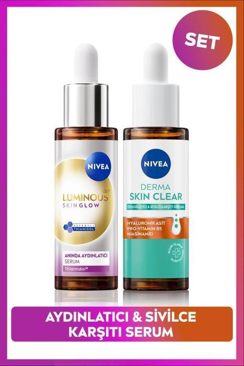 Luminous630 Skin Glow Aydınlatıcı Serum 30ml ve Derma Skin Clear Sivilce Karşıtı Serum, Niasinamid