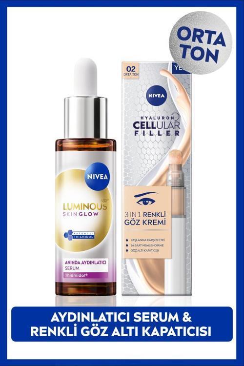Luminous630 Skin Glow Serum 30ml ve Cellular Filler Cushion Renkli Göz Bakım Kremi 15ml, Orta Ton