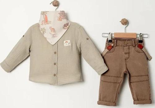 COCOSISS SAFARİ FULAR GÖMLEK PANTOLON TAKIM Haki