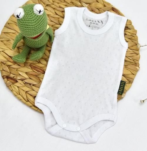 LOVEMAXX UNISEX JAKARLI ÇITÇITLI BODY BEYAZ