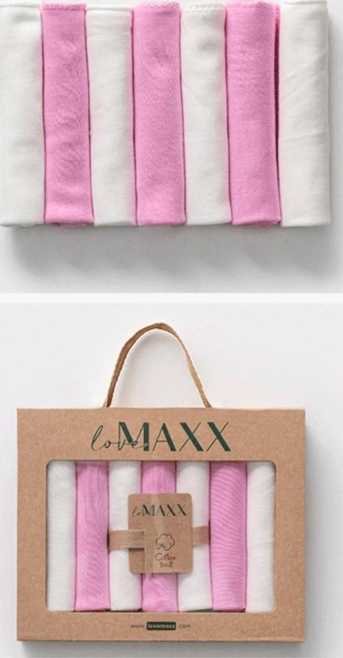 UNISEX KRAFT KUTULU DÜZ 7Lİ BEBE MENDİLİ Pembe