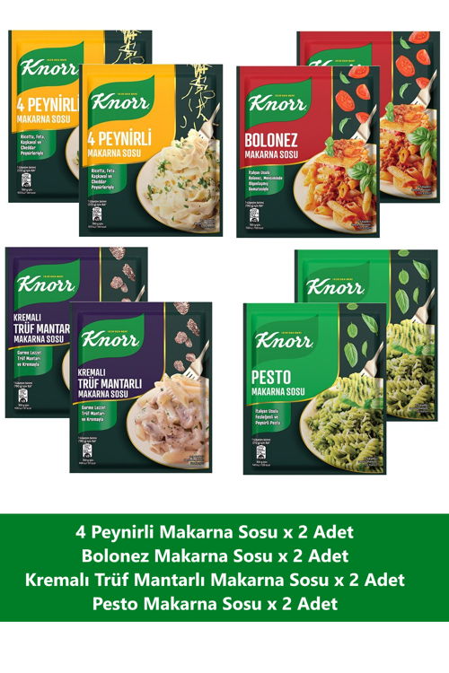 Makarna Sosu Seti x 8 Adet (Truf Mantarlı + Pesto + Bolonez + 4 Peynirli)