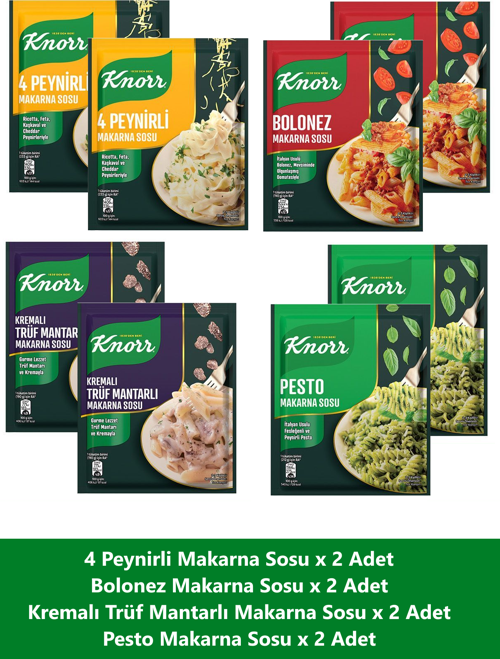Makarna Sosu Seti x 8 Adet (Truf Mantarlı + Pesto + Bolonez + 4 Peynirli)