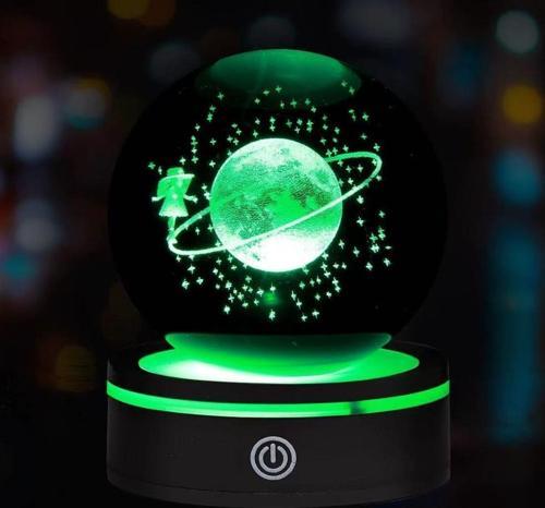 Renk Değiştiren Satürnlü Kız Dönen Cam Küre