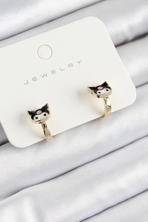 Pirinç Kuromi Model Gold Renk Çocuk Küpe