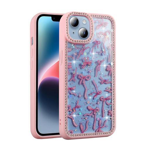 iPhone 13 Uyumlu Kamera Korumalı Simli Taş Tasarımlı Silikon Arka Kapak