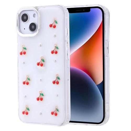 iPhone 14 Uyumlu Kamera Korumalı Kiraz-Fiyonk Figürlü Silikon Kapak