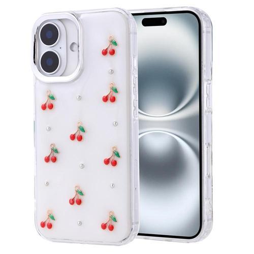 iPhone 16 Plus Uyumlu Kamera Korumalı Kiraz-Fiyonk Figürlü Silikon Kapak