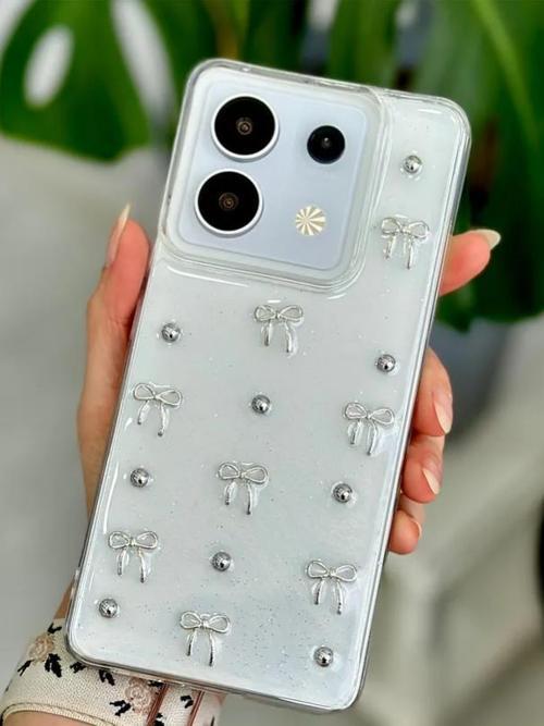 Xiaomi Redmi Note 13 Pro 5G Uyumlu Kamera Korumalı Fiyonk Desenli Şeffaf Silikon Kapak