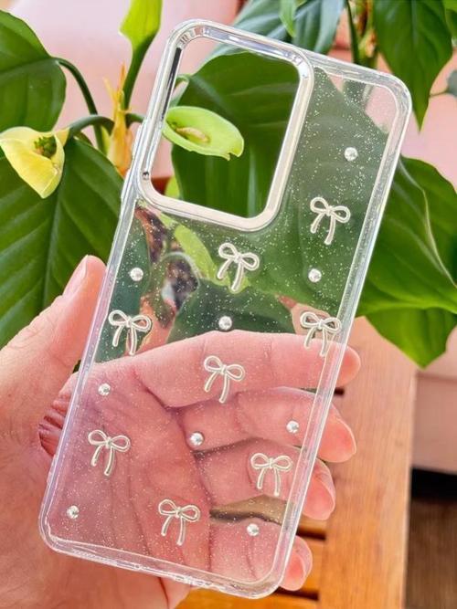 Xiaomi Redmi Note 14 5G Uyumlu Kamera Korumalı Fiyonk Desenli Şeffaf Silikon Kapak