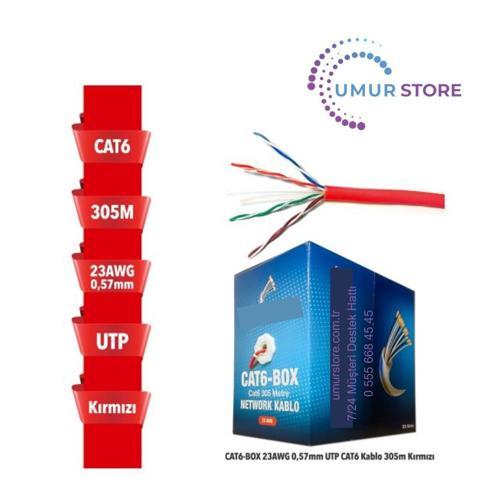 Cat6-Box 23AWG 0,57MM Utp Cat6 Kablo 305M Kırmızı
