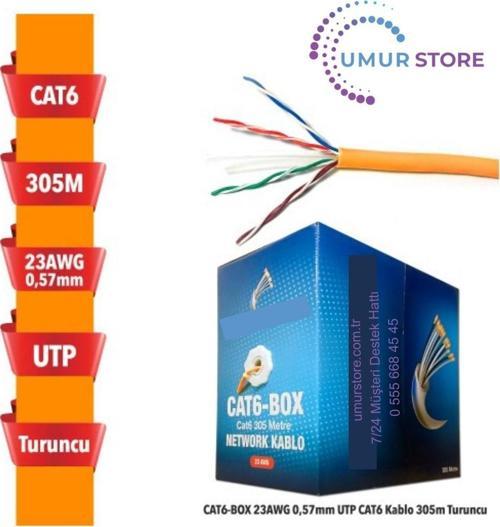 Cat6-Box 23AWG 0,57MM Utp Cat6 Kablo 305M Turuncu