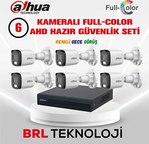6 Kameralı 30 Metre Renkli Gece Görüşlü Full Hd Güvenlik Kamera Seti